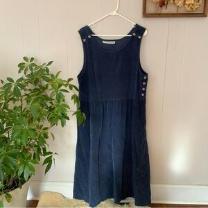 Saddlebred Navy Button-Detail Midi Dress